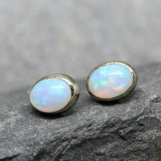 Opal Stud Earrings with Secure Protektor Backs