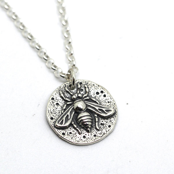 Bee Pendant - Mythological Coin Necklace - Sterling Silver