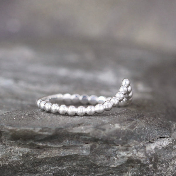 Stacking 'V' Beaded Band - Sterling Silver Stacking Ring - Chevron Band