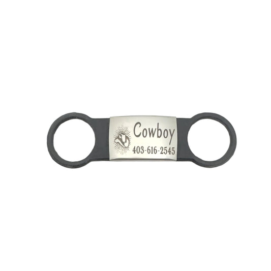 Cowboy Hat motif SILENT PET TAGS - Stainless Steel and Silicone - Over the collar Pet ID Tags - 3 Sizes to Choose from - Deep Laser Engraved