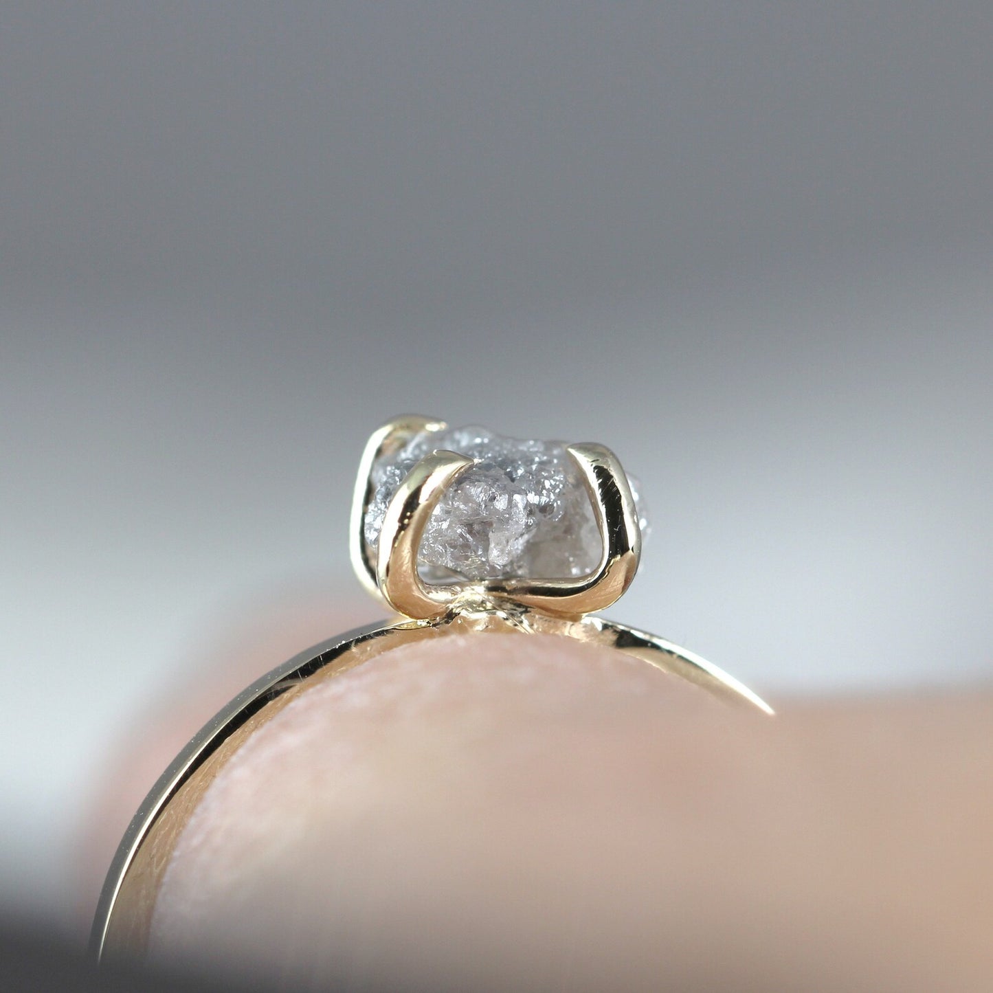 Raw Uncut Diamond Engagement Ring - 14K Yellow Gold - Rough Diamond Gemstone Ring