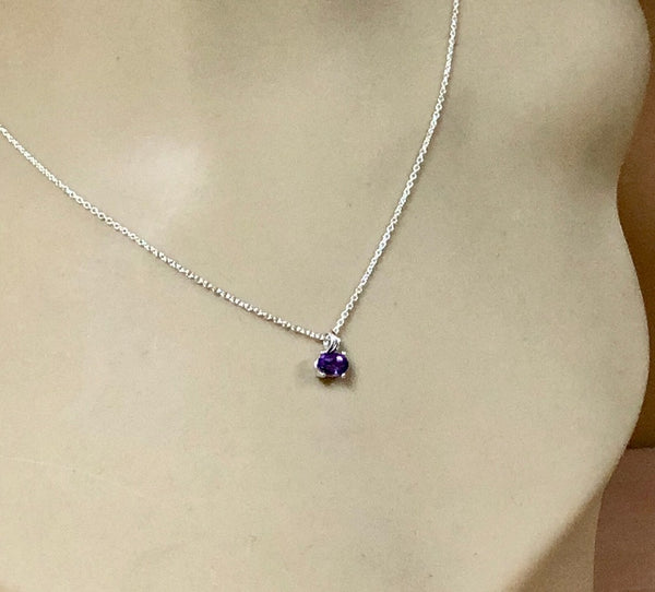 February Birthstone Necklace - Amethyst Pendant - Genuine Purple Amethyst - Purple Gemstone