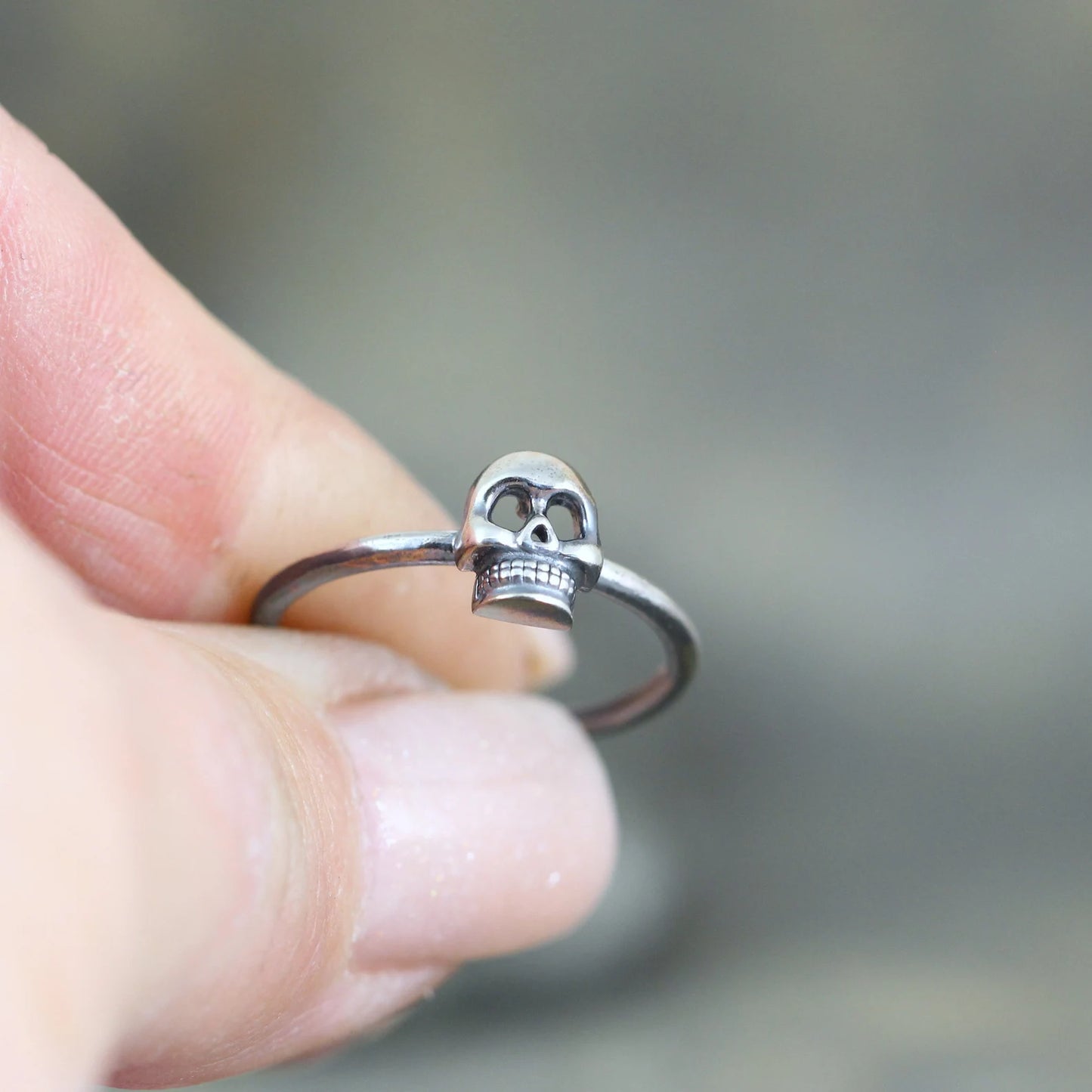 Itty Bitty Skull Ring - Tiny Skull Ring - Stacking Rings - Goth, Minimalist, Minimal, Rustic, Taxidermy Stacking Ring