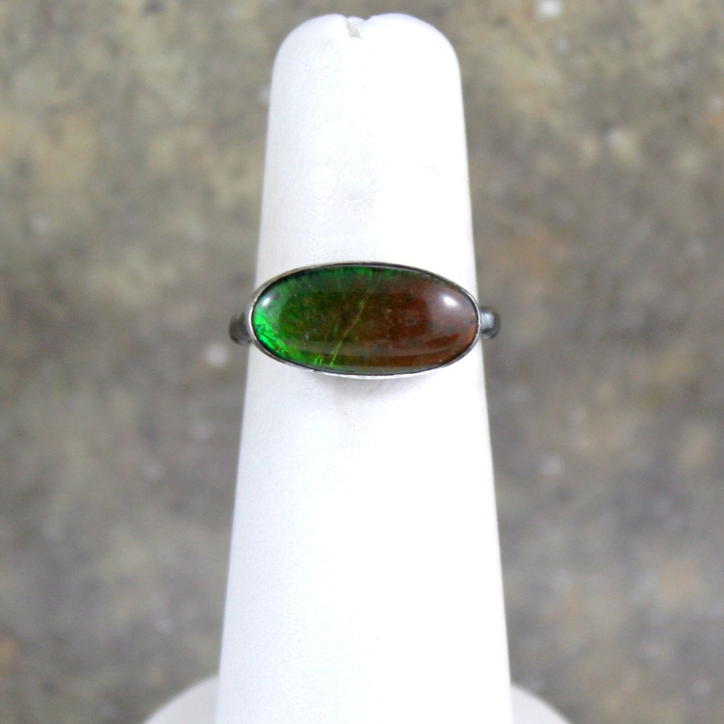 Alberta Ammolite Ring - Sterling Silver - Fossil Gemstone - Native Buffalo Stone - Feng Shui