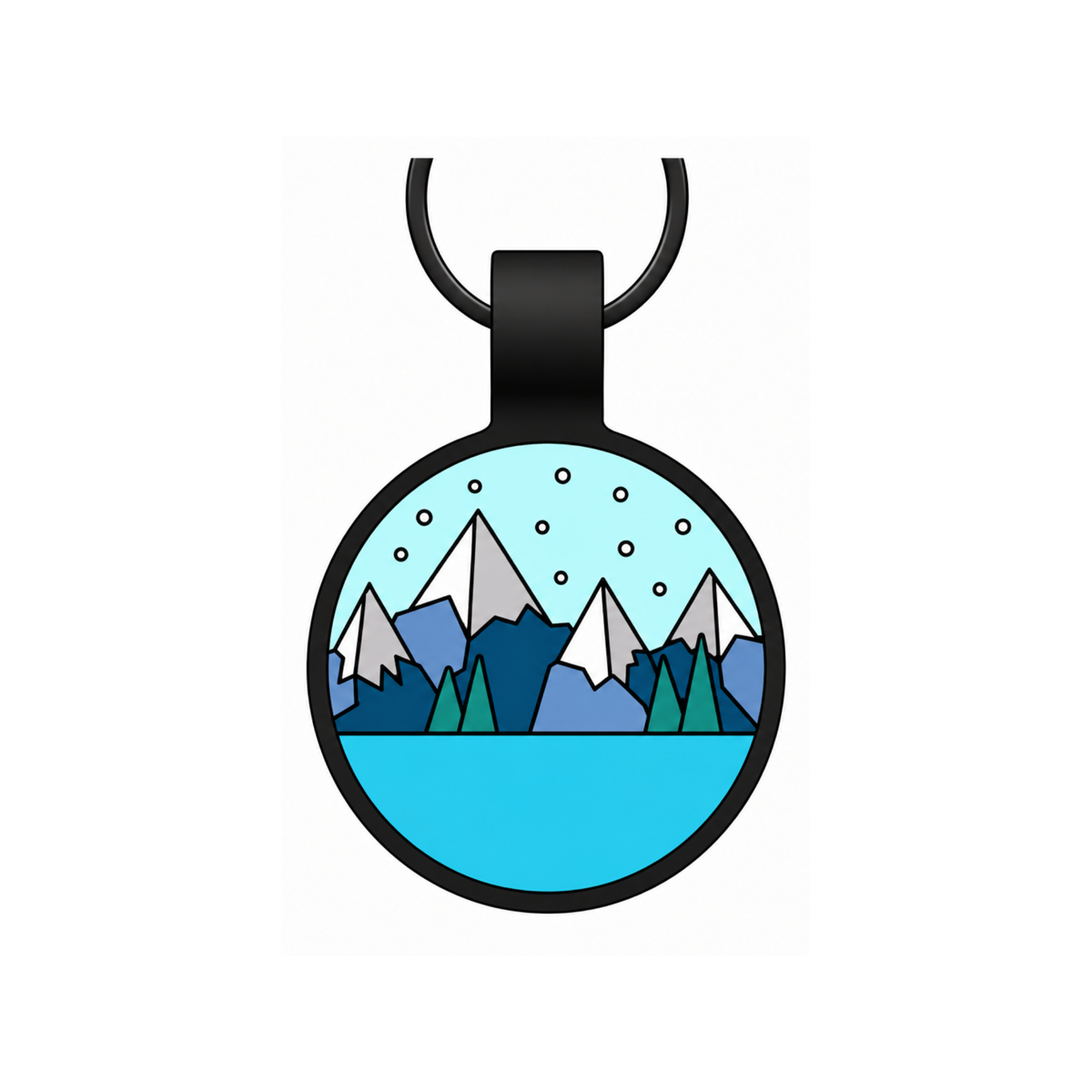 Mountain Life Collection - Silicone Pet ID Tags - Round Shape Silent Pet Tags