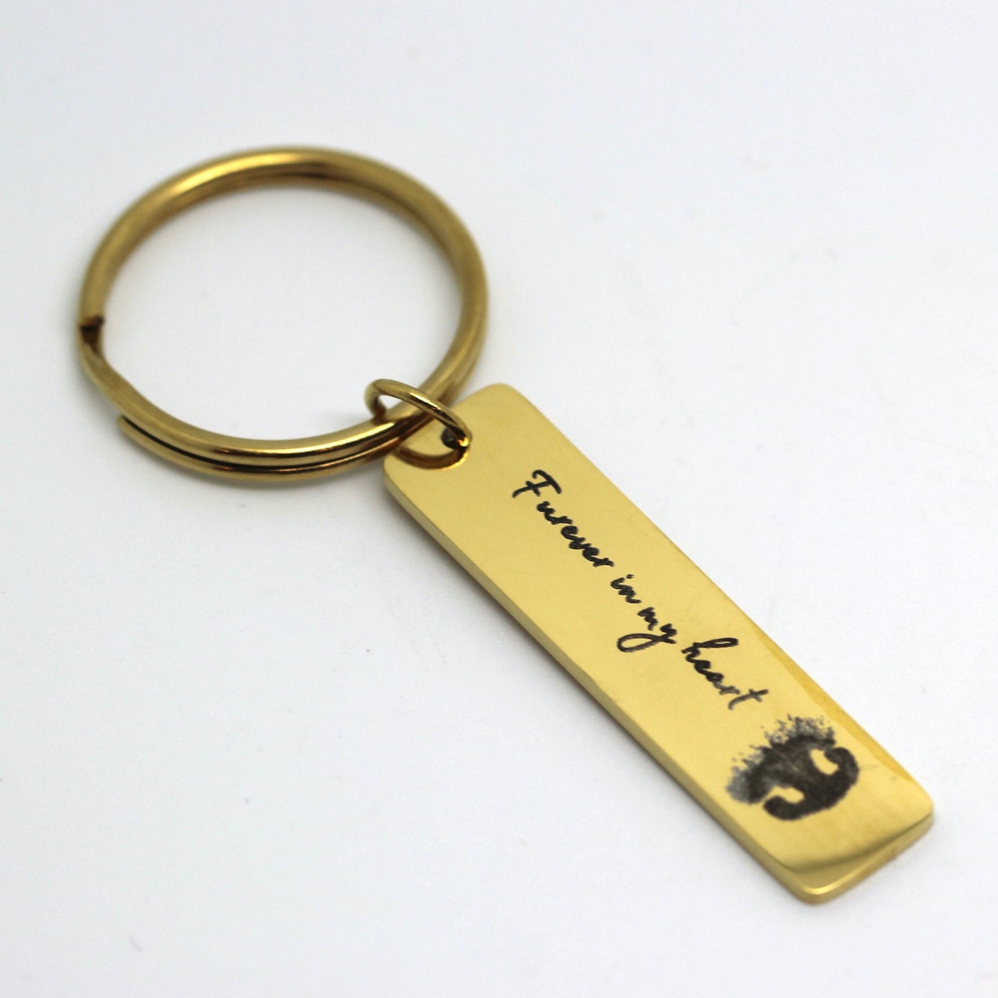 Custom Engraved Keychain - Engraved with actual Paw, Nose, Handwriting, Handprint or Fingerprint