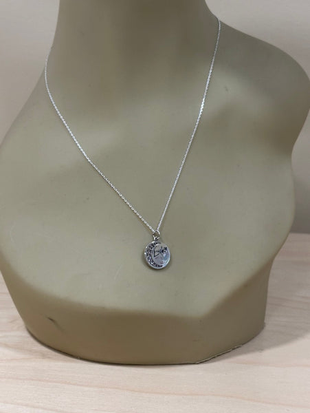 Star and Moon Accented Sterling Silver Necklace