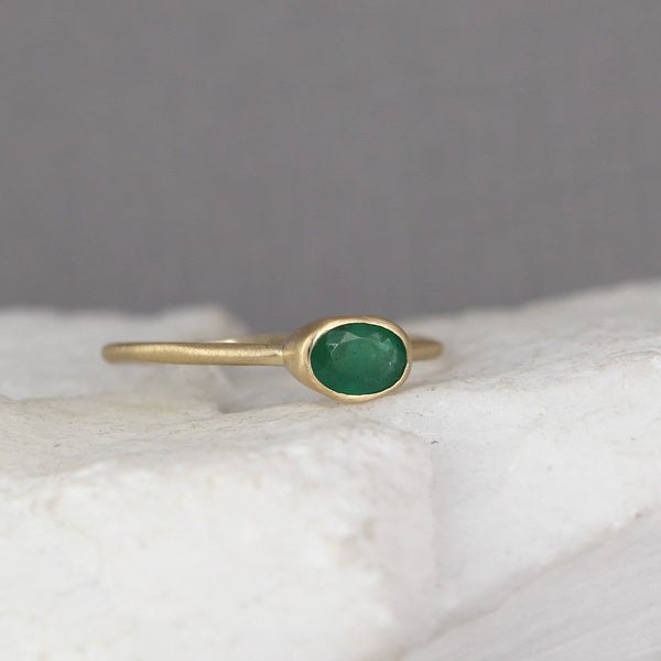 Gemstone Stacking Ring - 14K Yellow Gold - Ruby, Sapphire or Emerald