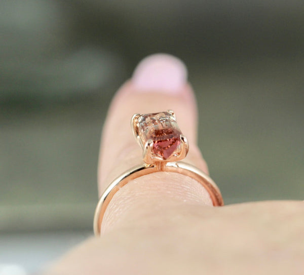 RESERVED Watermelon Tourmaline Ring - 14K Rose Gold Gemstone Ring