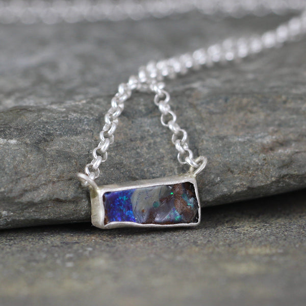 October Birthstone Necklace - Boulder Opal
