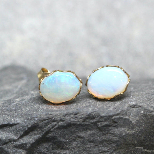 Opal Stud Earrings 10K yellow gold