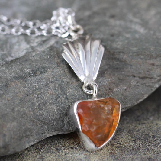 Orange Raw Fire Opal Pendant