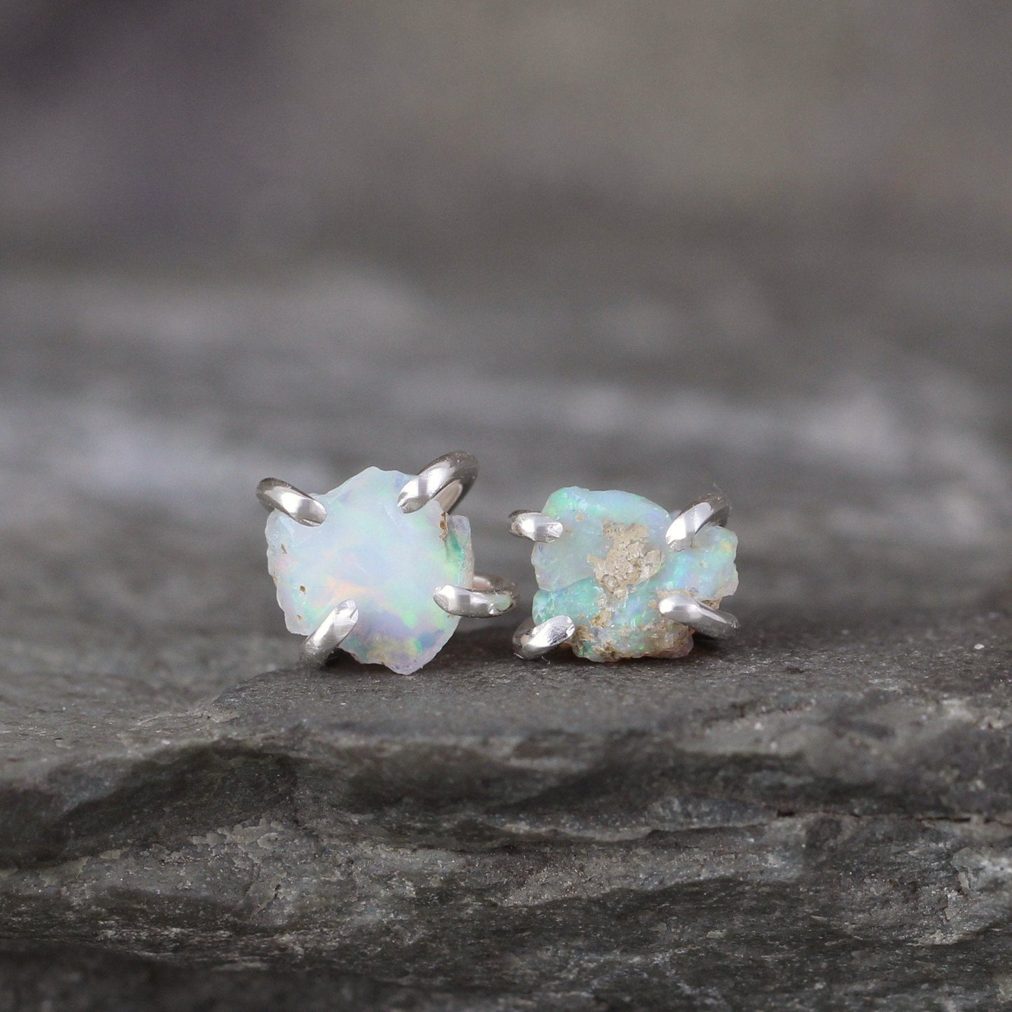 Opal Earrings - Raw Uncut Rough Opal Gemstone Earrings - Natural Gemstone