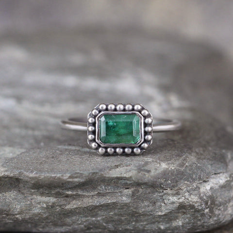 Emerald Ring - May Birthstone - Green Emerald Ring