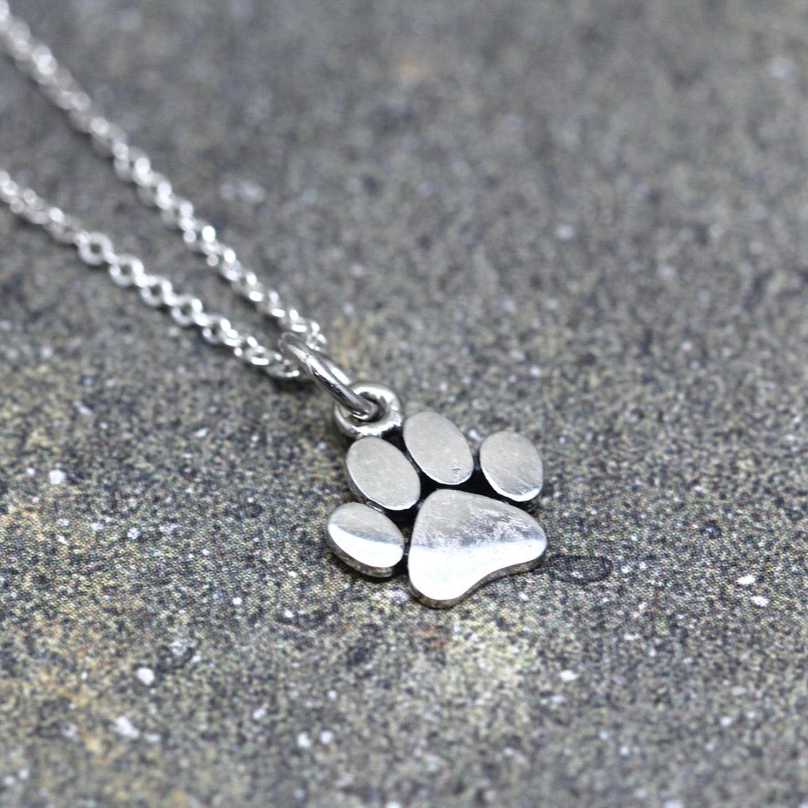 Paw Print Sterling Silver Pendant and Chain