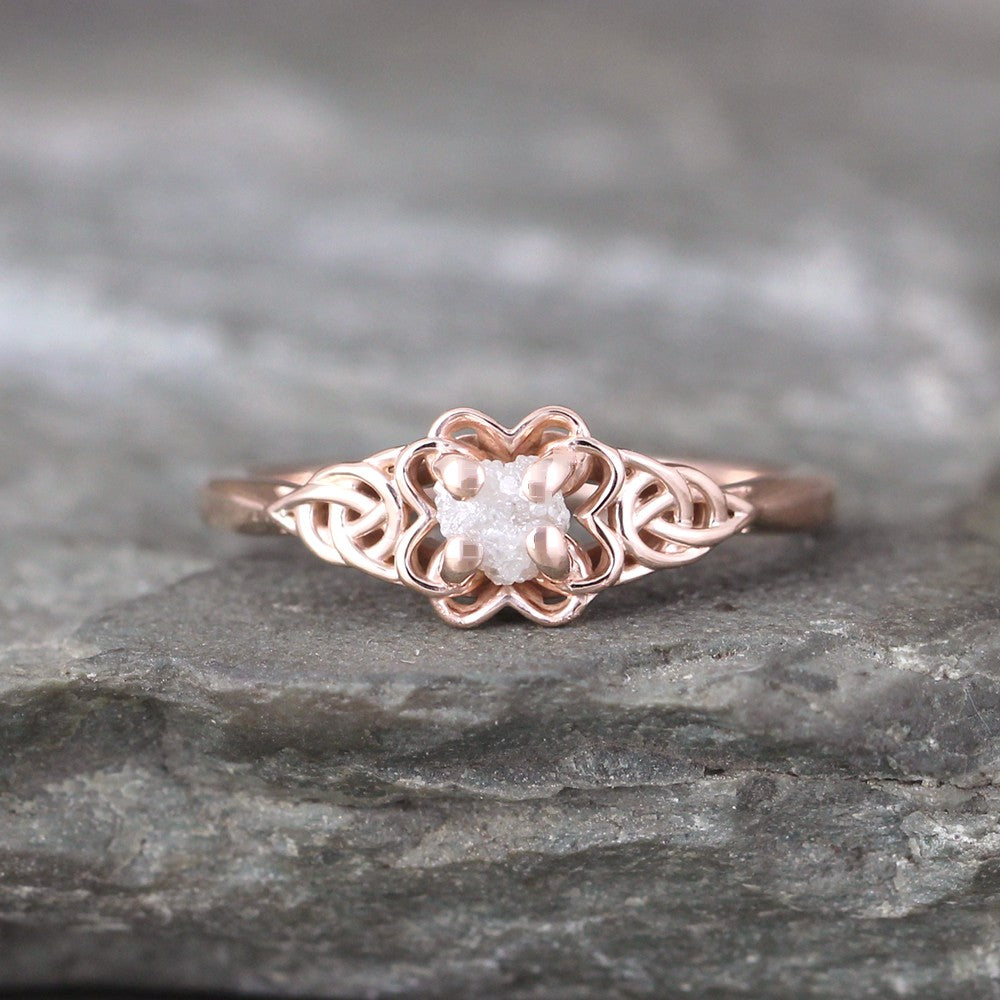 Rose Gold Celtic Knot Raw Uncut Diamond Ring A Second Time