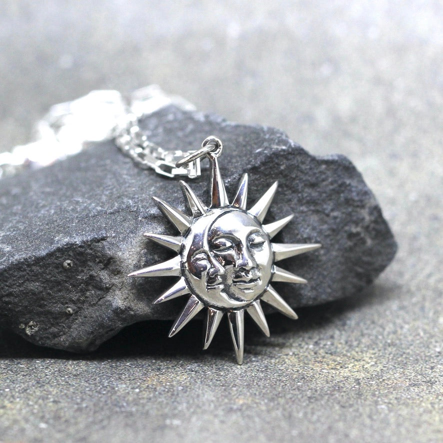 Sun and Moon Sterling Silver Necklace