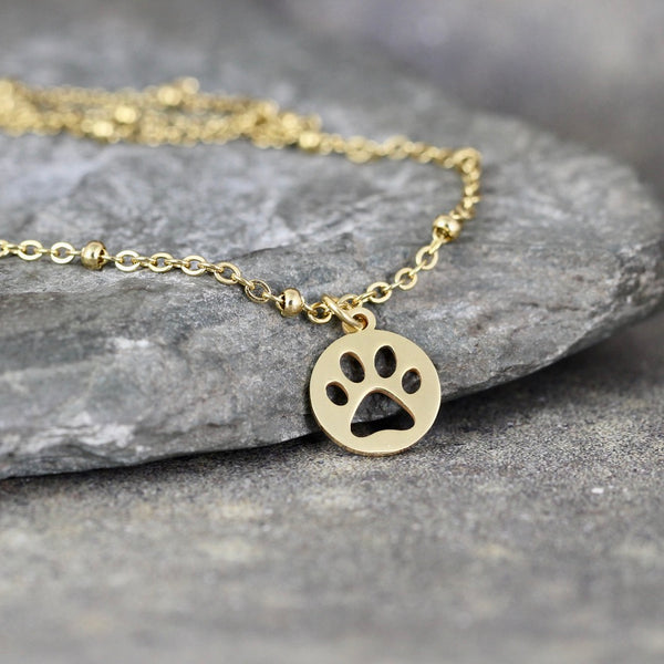 Paw Print Necklace - Cut out Paw Print - Pet Lovers pendant -  Stainless Steel in your choice of Rose, Yellow or White