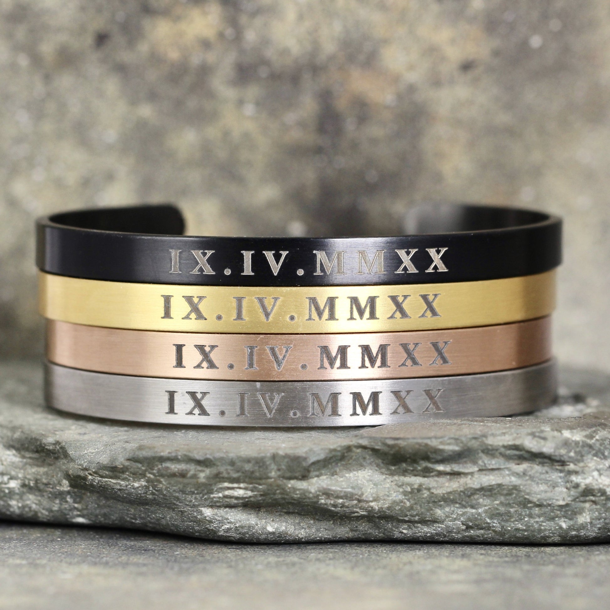 ROMAN NUMERAL Cuff Bracelet Stainless Steel in your choice of