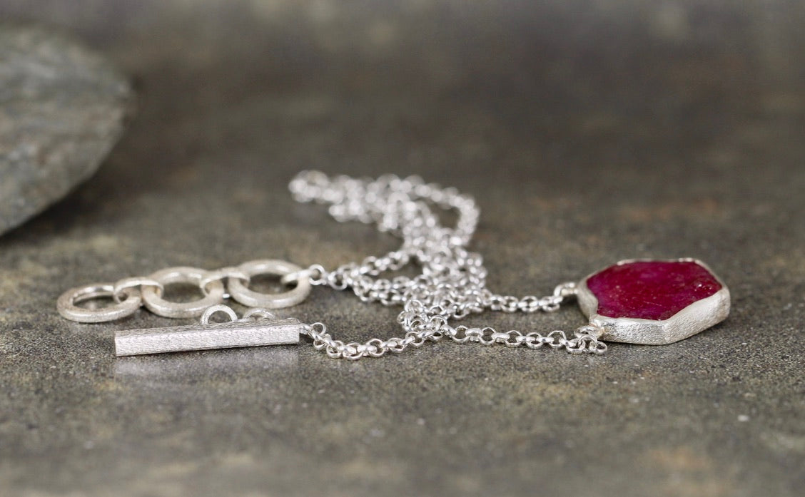 Ruby Rough Gemstone Statement Pendant