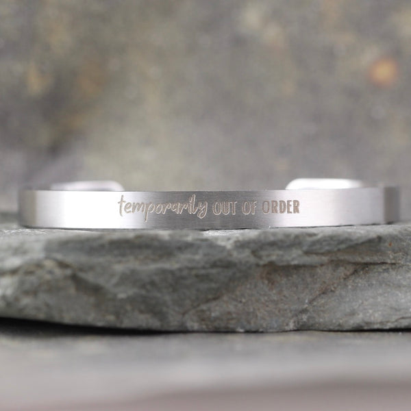 SALTY SAYINGS Cuff Bracelet - TEMPORARILY OUT OF ORDER -  inspirational message Bracelet - Stainless Steel in your choice of rose, yellow, steel or black - Engraved Bracelet