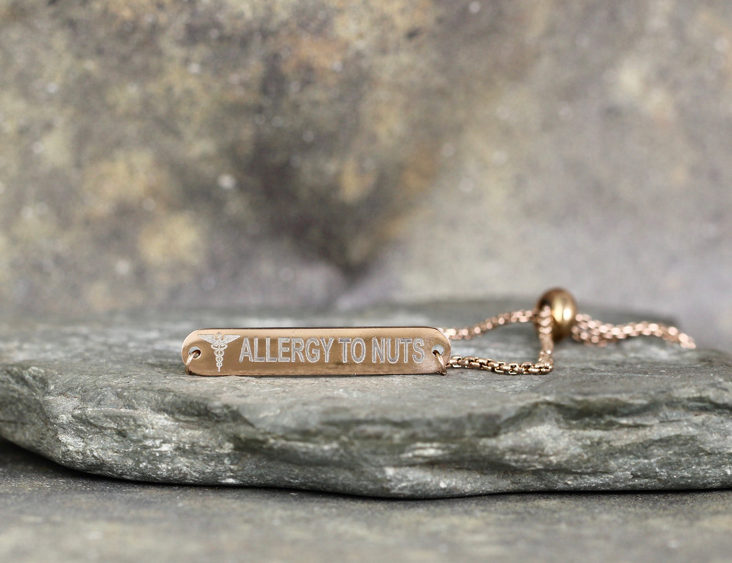 MEDICAL INFORMATION BRACELET - Stainless Steel in your choice of rose, yellow or steel - Engraved with your text