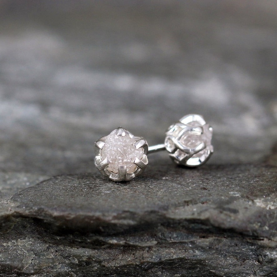 Raw diamond deals stud earrings