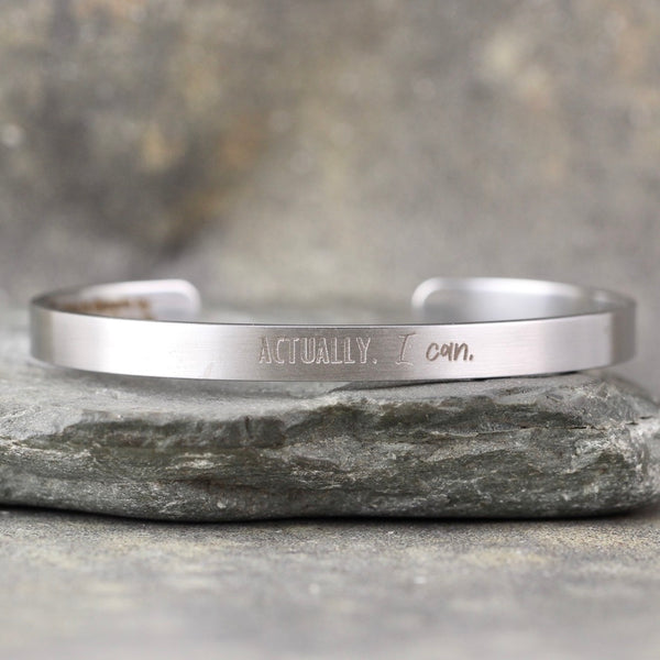 Customized Engraved Cuff Bracelet - Stainless Steel in your choice of rose, yellow, steel or black - Engraved with your chosen text