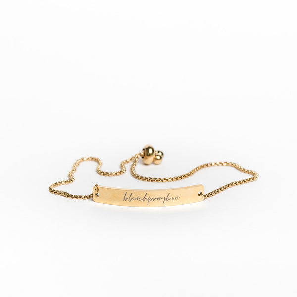 GOCLEANCO Bleach Pray Love adjustable bracelet - ID chain style - a Go Clean Co collaboration - #yyc small business
