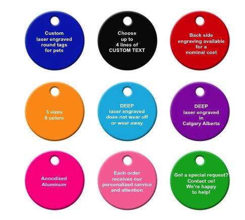 "RUBY" Dog ID Tag - 3 sizes, 9 Colors - Laser Engraved with your Custom Text