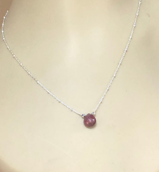 Tourmaline Teardrop Necklace - Drop Pendant - Natural Colored Gemstone
