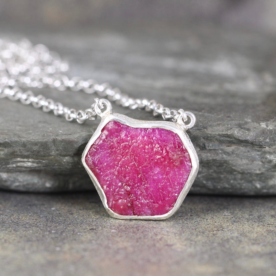 Ruby Rough Gemstone Statement Pendant