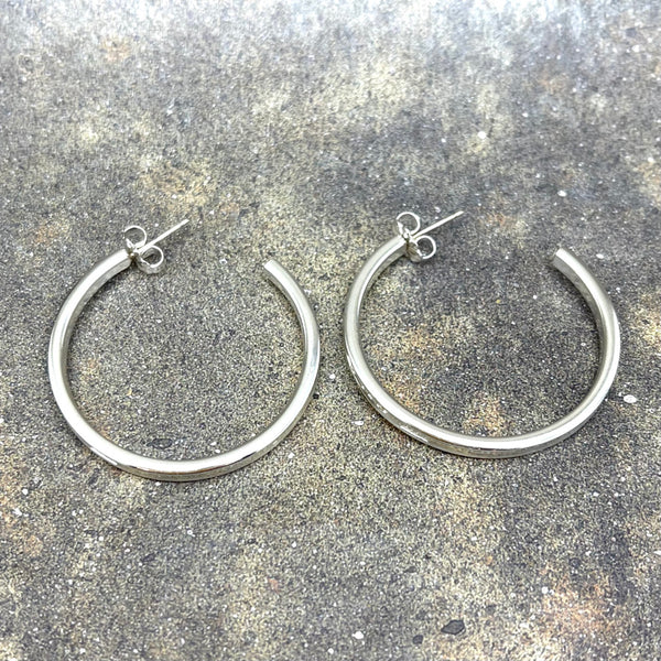 Narrow Hoop Earrings - Sterling Silver