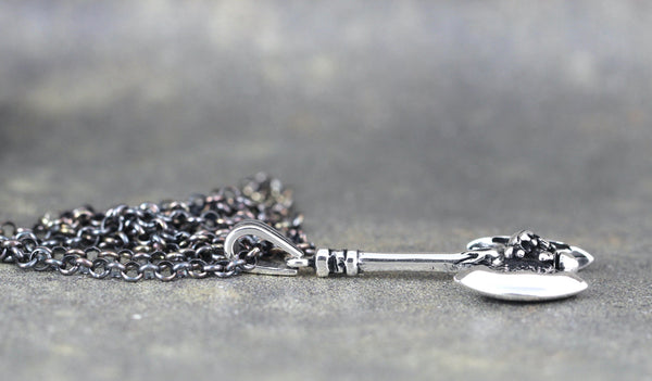 Battle Axe Pendant - Skull and Cross Bones Necklace - Men's Jewellery - sterling silver