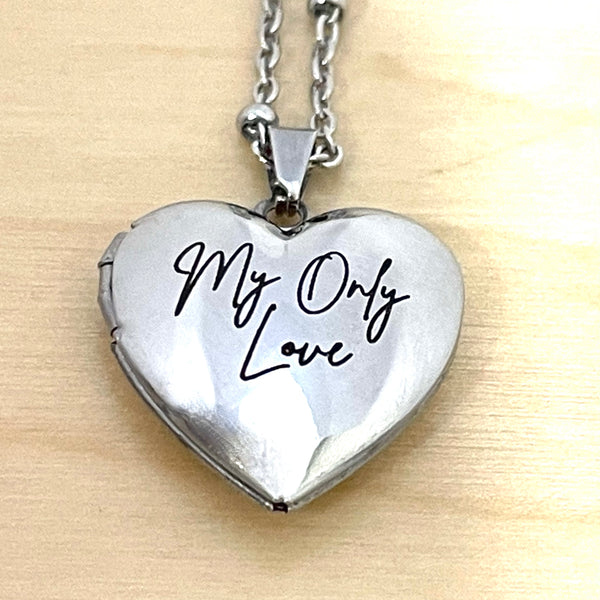 'My Only Love' Heart locket - Stainless Steel in your choice of Rose, Yellow or White