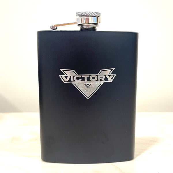 Victory Motorcycles Stainless Steel Flask - "V" style with black finish