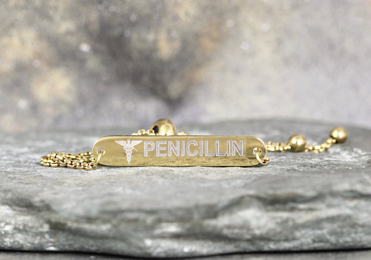 MEDICAL INFORMATION BRACELET - Stainless Steel in your choice of rose, yellow or steel - Engraved with your text