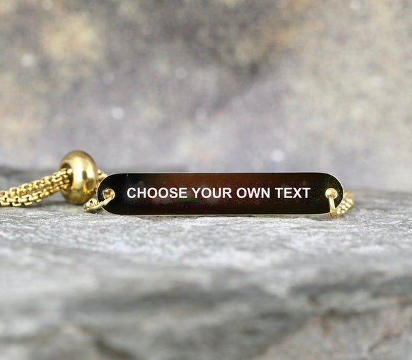 Engravable Bracelet - Adjustable - Stainless steel in Rose, White or Yellow - Made in Canada