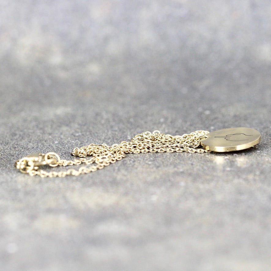 Middle Finger - Hand Gestures Necklace - Stainless Steel - You choose silver tone, yellow tone, rose tone
