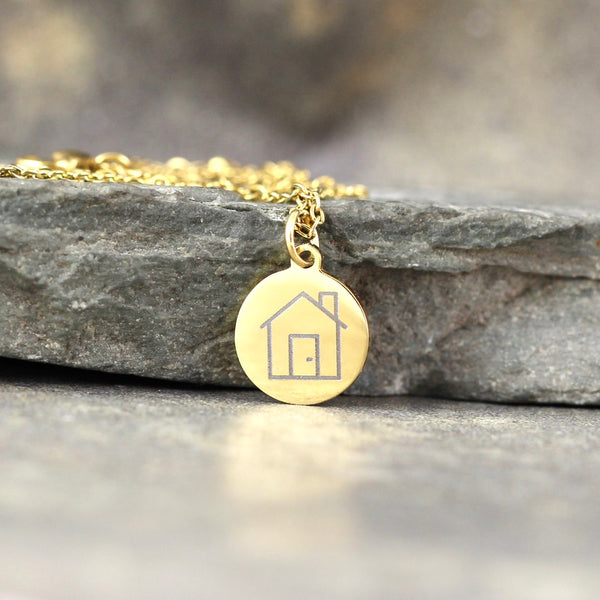 NEW!  House Pendant - GOCLEANCO LOGO - Engraved House Necklace - a Go Clean Co and A Second Time collaboration - #yyc small business
