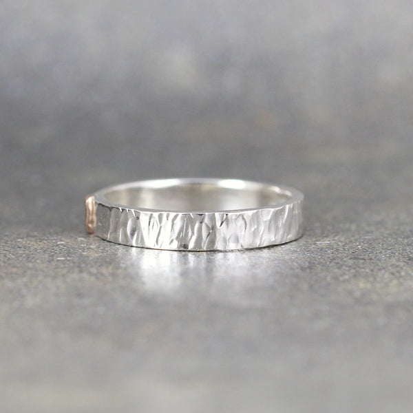 14K Gold and Sterling Silver 4mm Wedding Band - Your choice of Rose, Yellow or White Gold