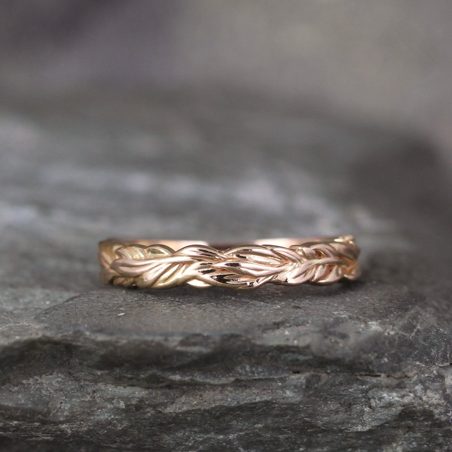 Leaf Design Band - Your choice of Rose, White or Yellow Gold