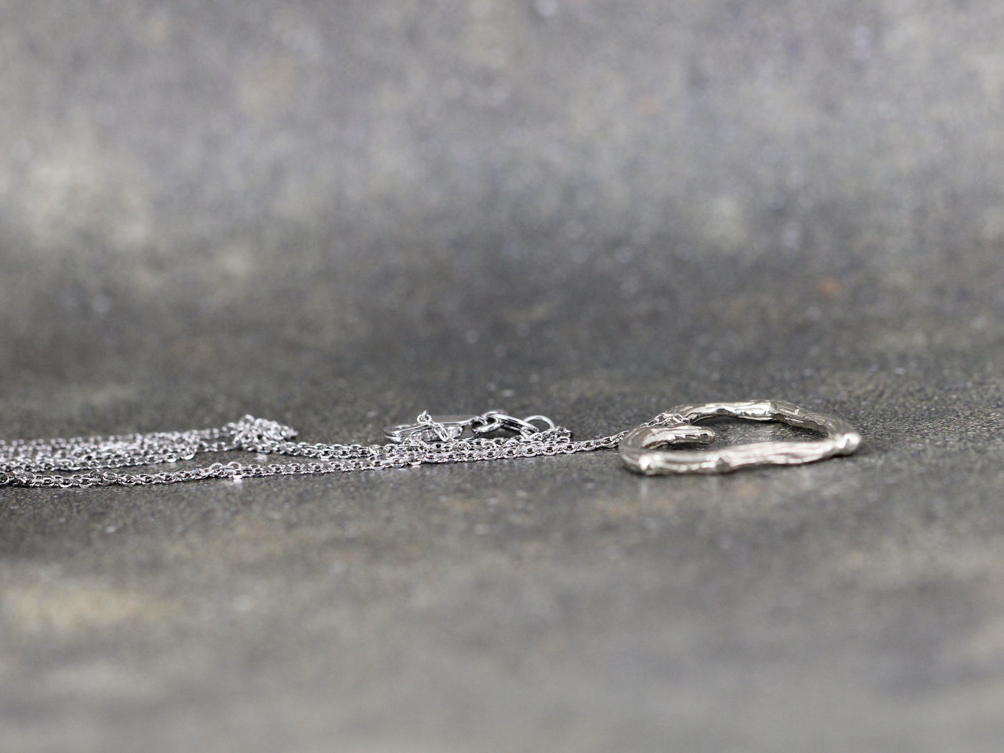 White Gold Twig Heart Pendant - Floating Heart Necklace