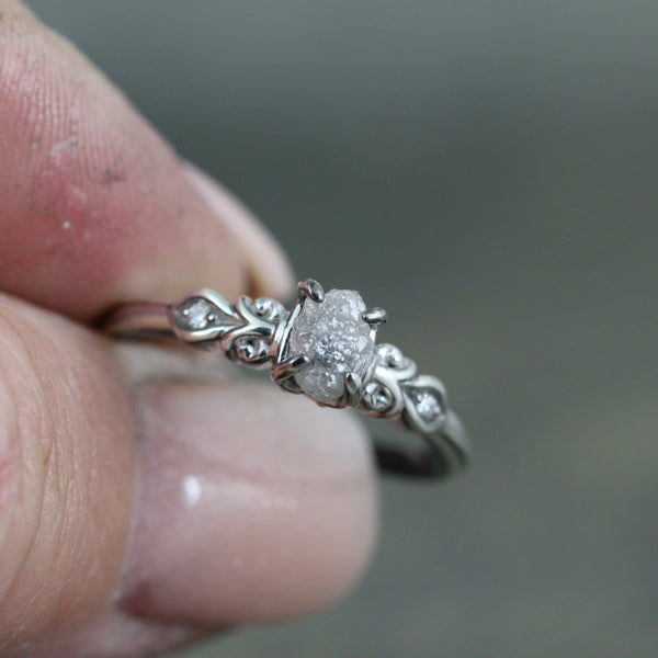 Accented Uncut Diamond Engagement Ring