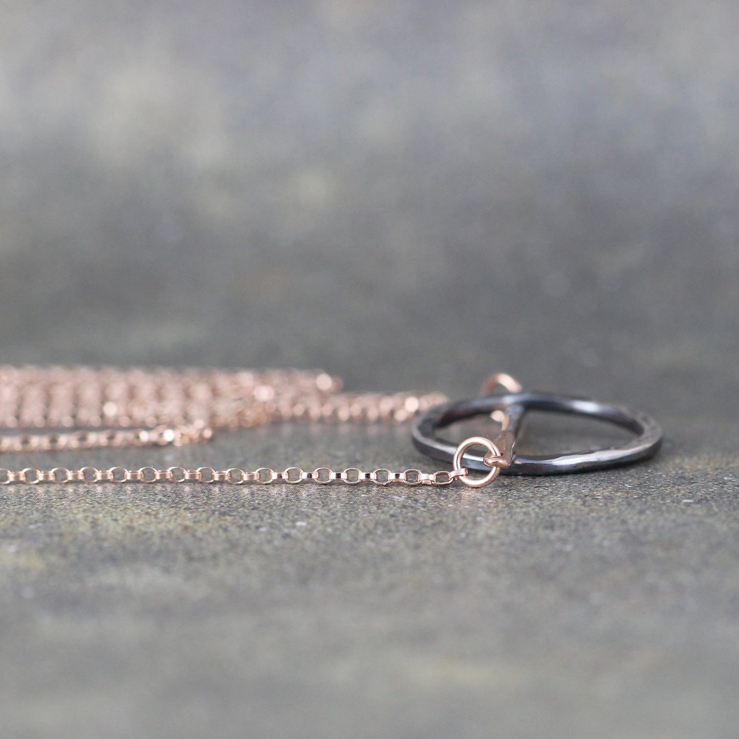 Modern Mixed Metals Circle Necklace - 14K Rose Gold and Sterling Silver