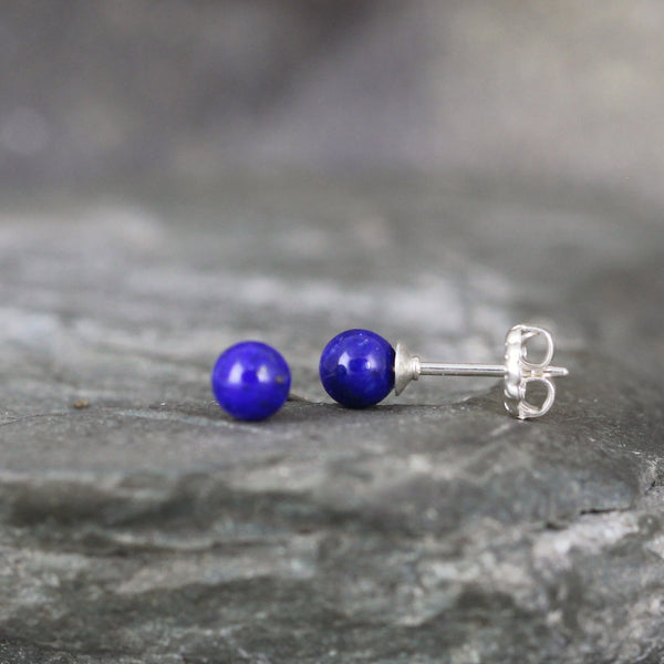 Lapis Lazuli 4mm Earrings - Sterling Silver Stud Earring