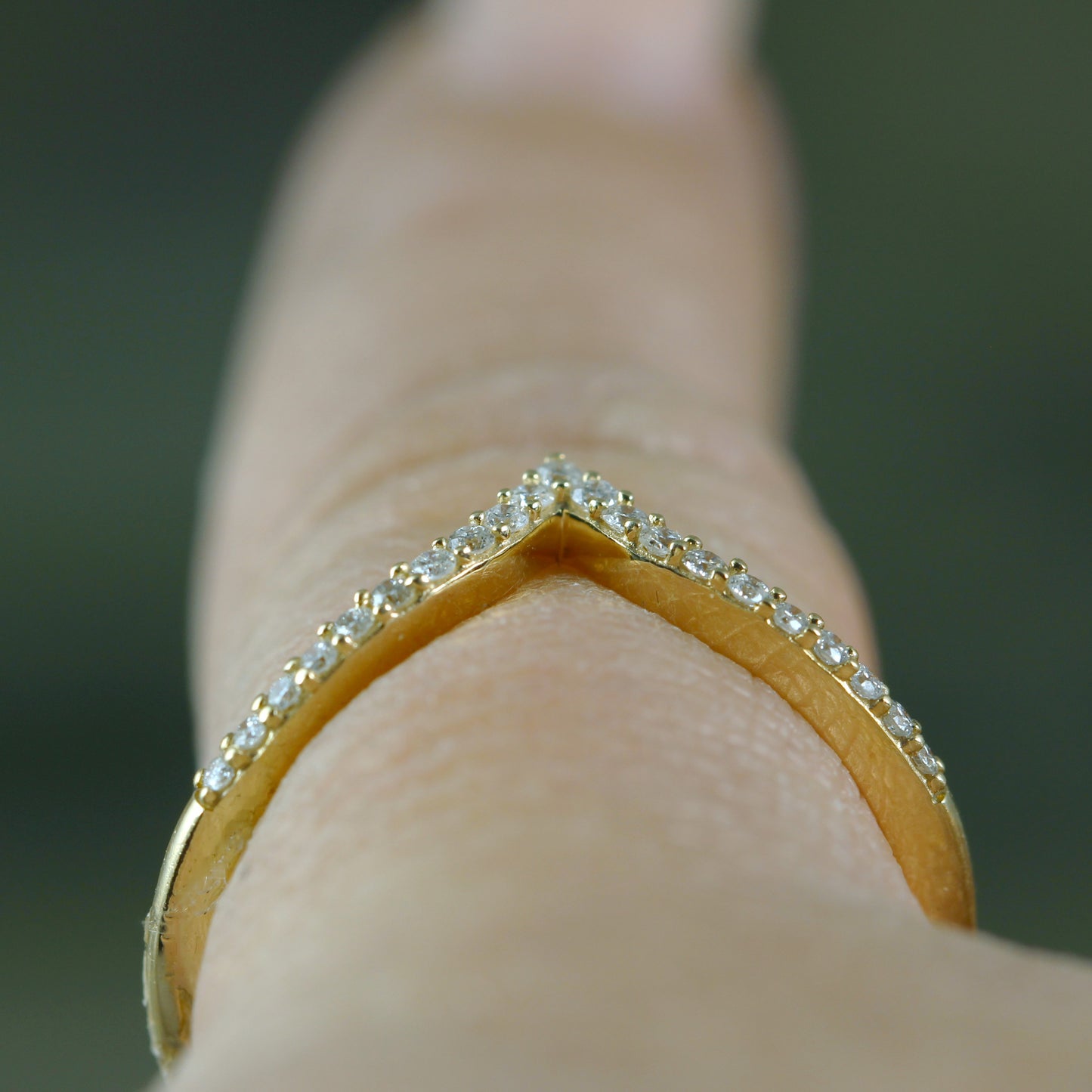 Diamond Chevron Ring - 14K Yellow Gold