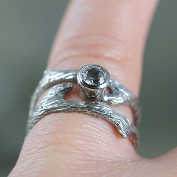 Twig Style Engagement Ring & Wedding Band