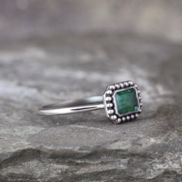 Emerald Ring - May Birthstone - Green Emerald Ring