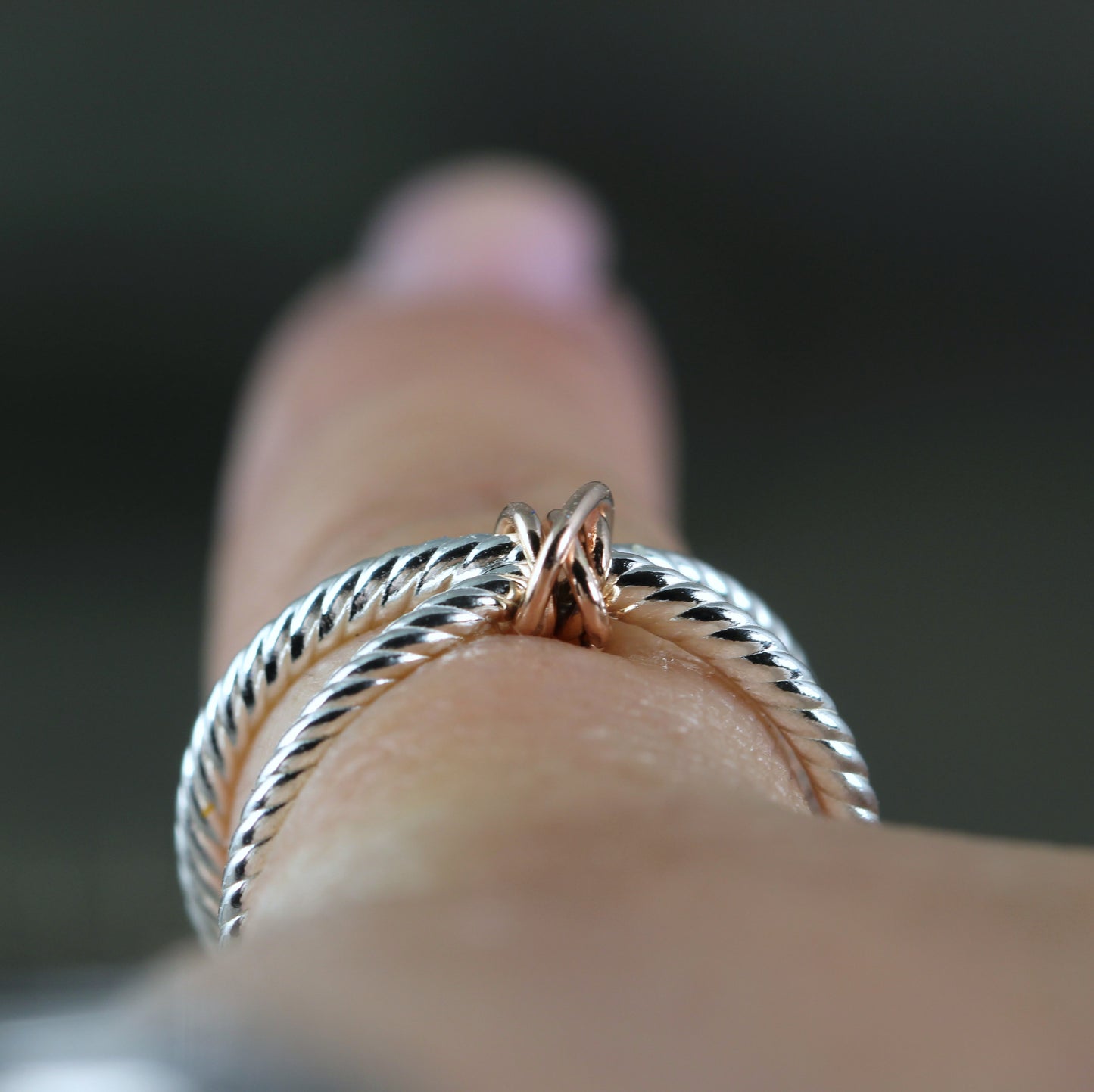 Infinity Ring with Gold Knot - Sterling Silver with your choice of Rose, White or Yellow Gold